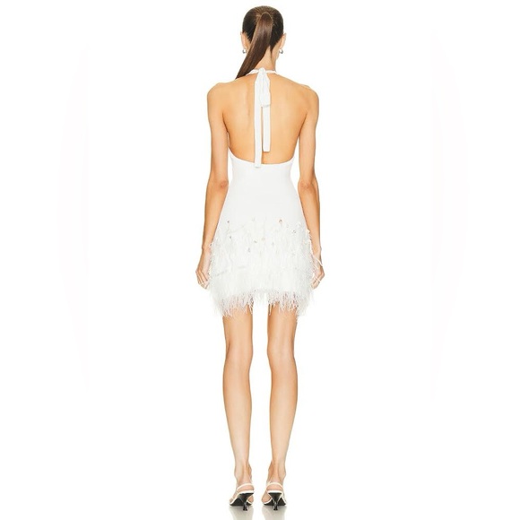 STAUD Haylee White Sea Shell and Feather Mini Dress - Bridal Bachelorette - Picture 4 of 8